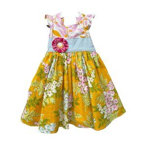Hopscotch Girls 18 MOS Dress Floral Full Skirt Summer Chintz Colorful Cotton USA